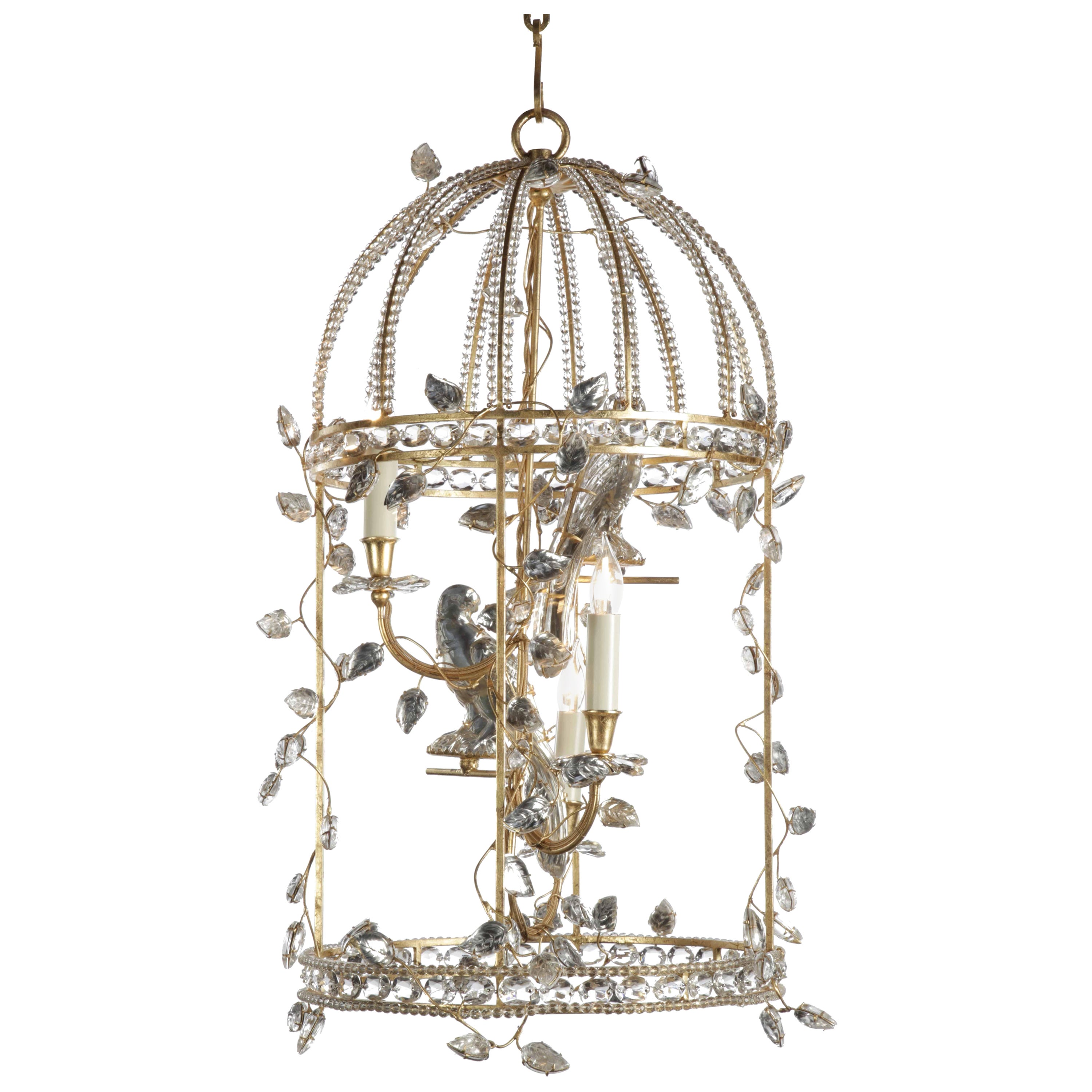 Certified Maison Bagues Chandelier, 3 Lights Iron & Crystal #20031 For Sale