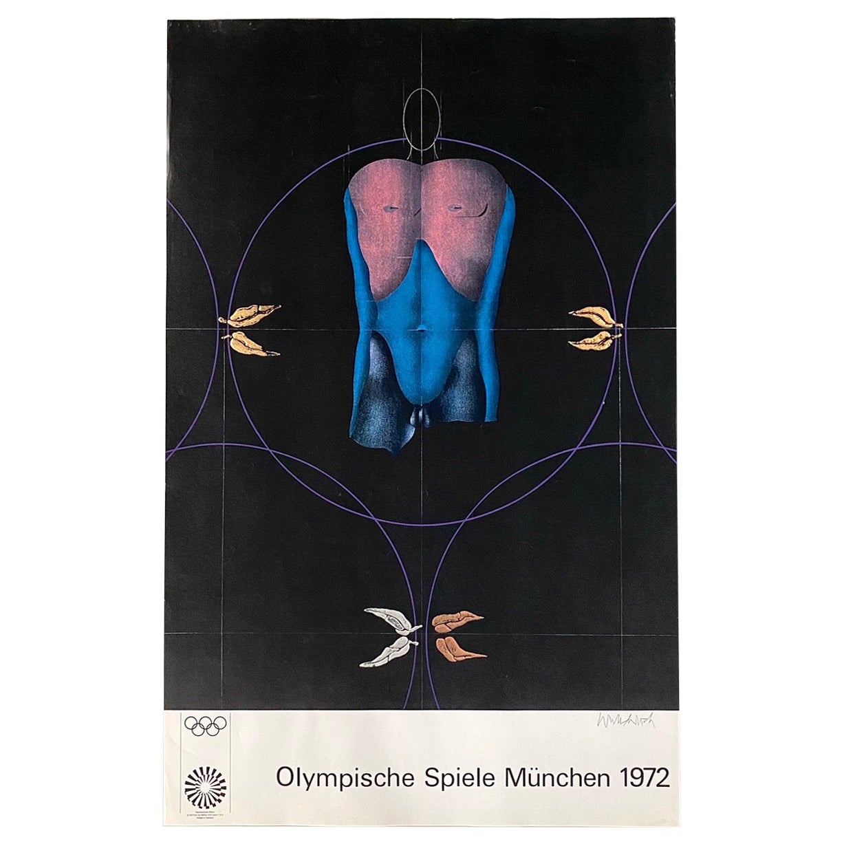 Original 1972 Munich Olympic Poster by Paul Wunderlich