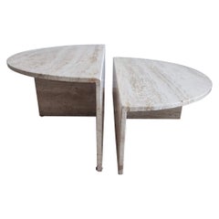 Mid-Century Modern Round Travertine Coffee Table for Up&Up, Italy, 1970s