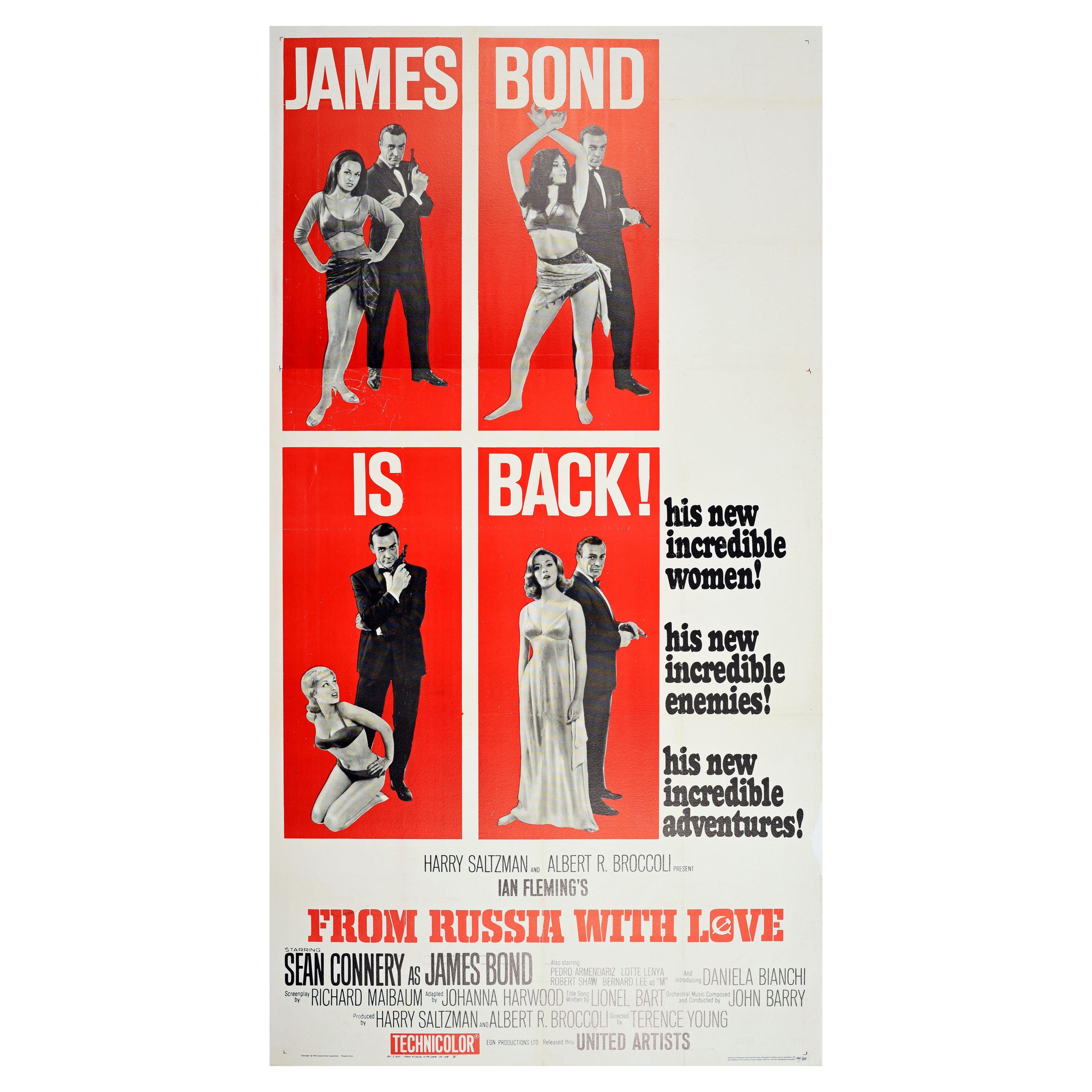 Affiche vintage originale du film James Bond Bons baisers de Russie avec Sean Connery 007