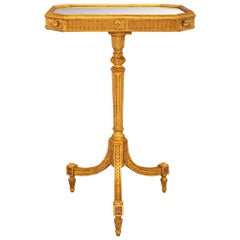Continental 19th Century Louis XVI St. Giltwood, Ormolu And Marble Side Table