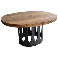 Harvey Probber table de salle à manger à rallonge ovale en bois de rose avec base découpée