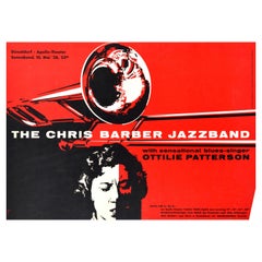 Original Vintage Music Concert Poster The Chris Barber Jazz Band Trombone Design