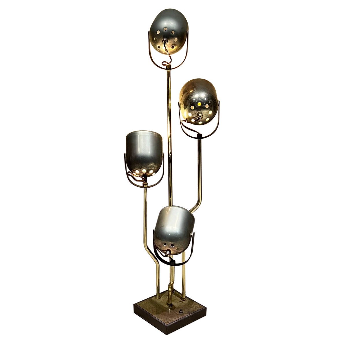 1970s Fabulous Modern Brass Floor Lamp 4 Stem Spotlight Goffredo Reggiani ITALY