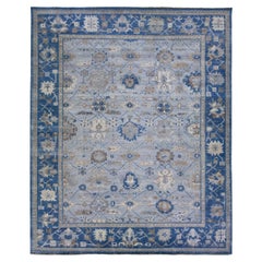 Tappeto in lana oversize blu fatto a mano in stile persiano Mahal di Apadana
