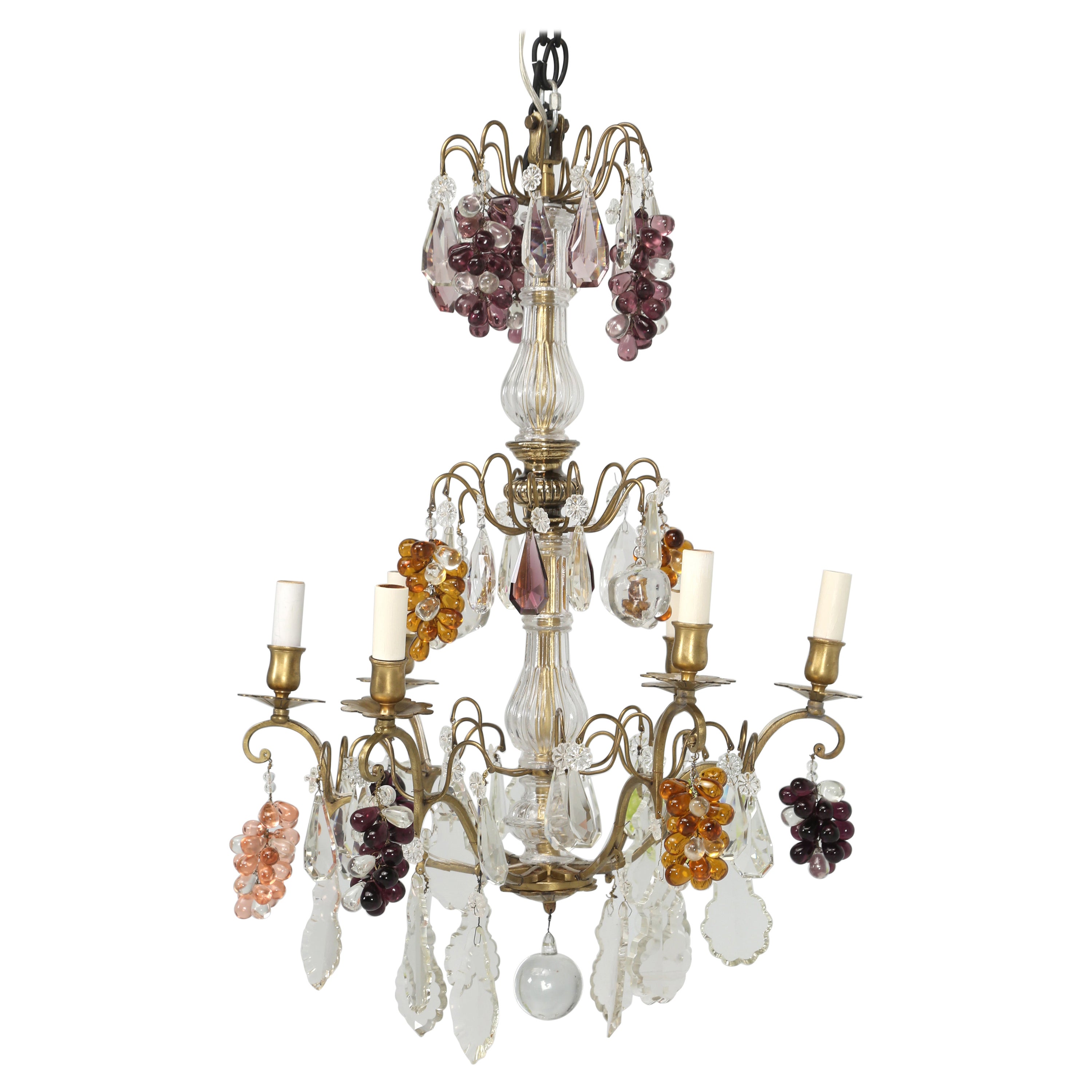Französischer hängender Traubenkristall-Kronleuchter, 6-Linien, ideal für ein Weinzimmer