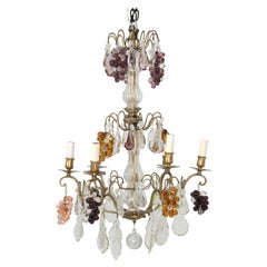 Antique French Hanging Grape Crystal Chandelier 6-Lites, Great in a Wine Room