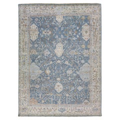 Apadana's Persian Malayer Style Handmade Blue Wool Rug