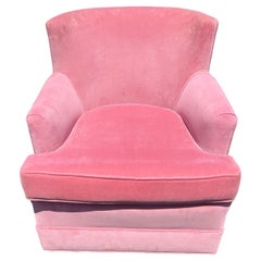 Mid-Century Modern Pink Velvet Club Chair