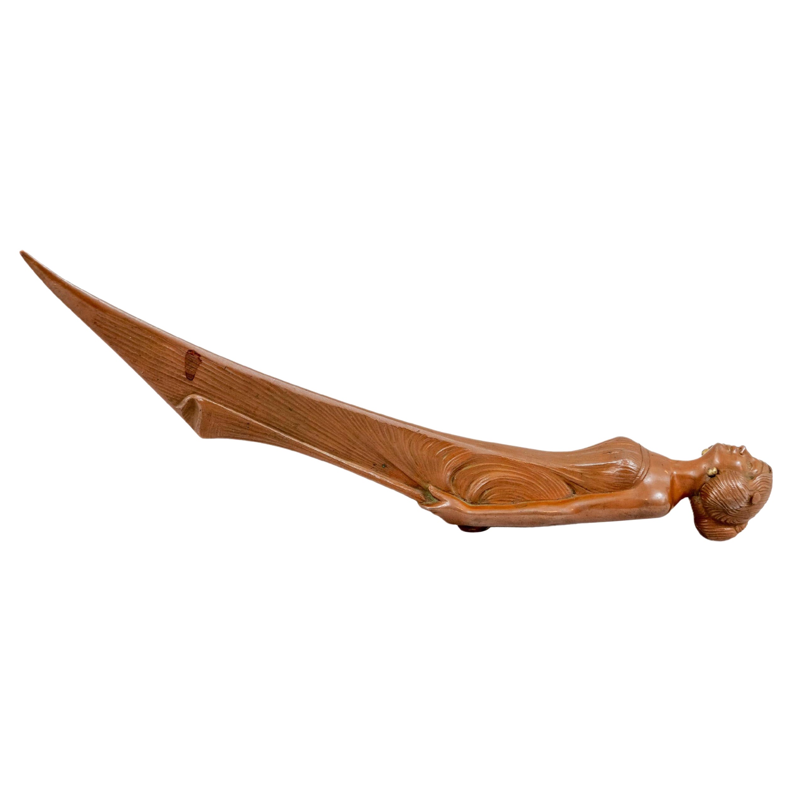 Tagliacarte francese Art Nouveau, con bella ragazza, 1900 ca.