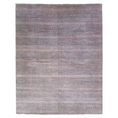 Modern Savannah Handmade Geometric Pattern Gray Wool Rug