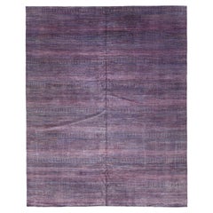 Tapis moderne en laine violet Savannah fait à la main et surdimensionné