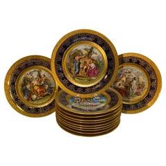 Set of 12 Porcelain Allegorical Scene Plates