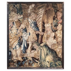 Mid-18th Century French Handwoven Aubusson Tapestry in Carved Frame