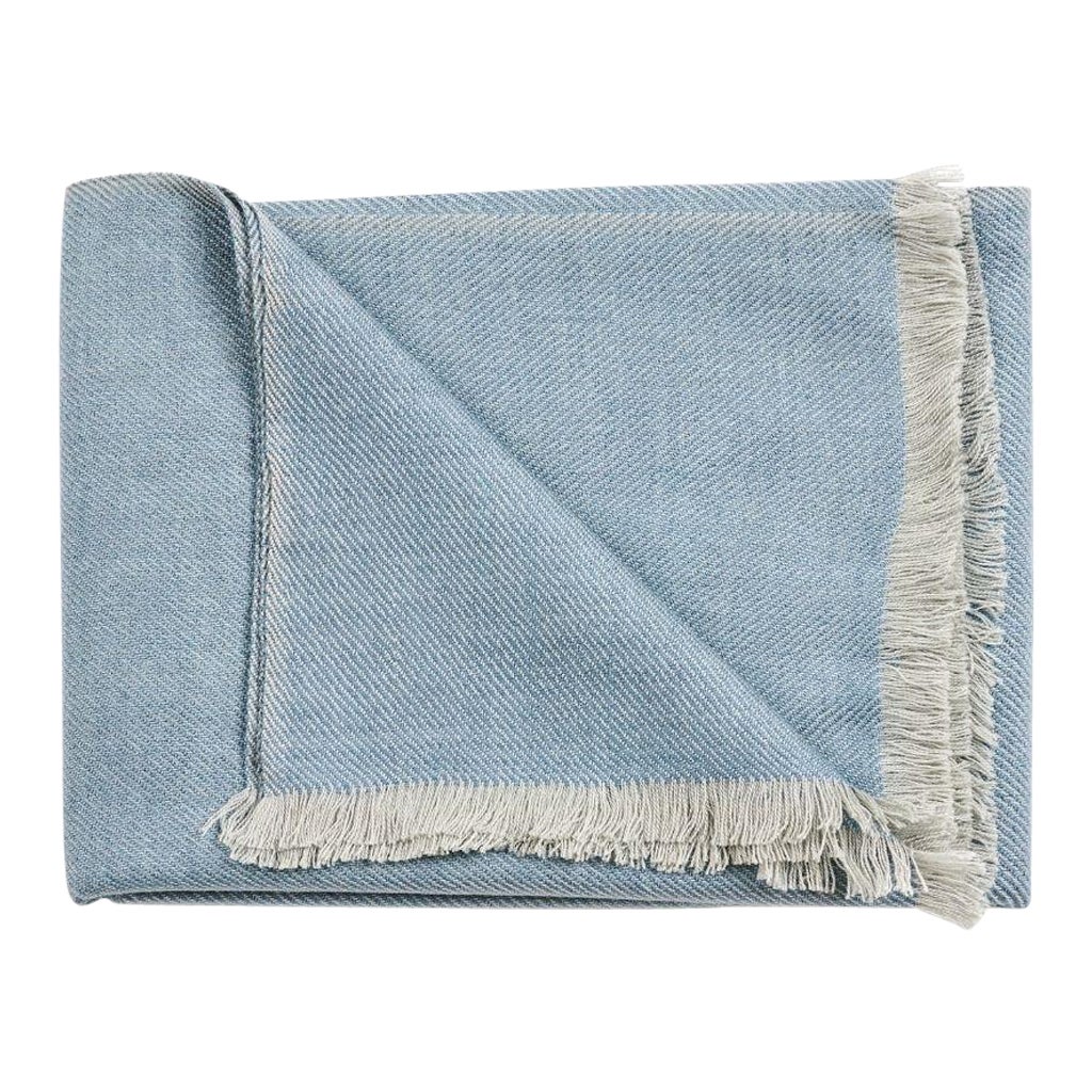 Moonlight Classic Handloom Throw / Blanket in Pure Soft Merino Twill Weave For Sale