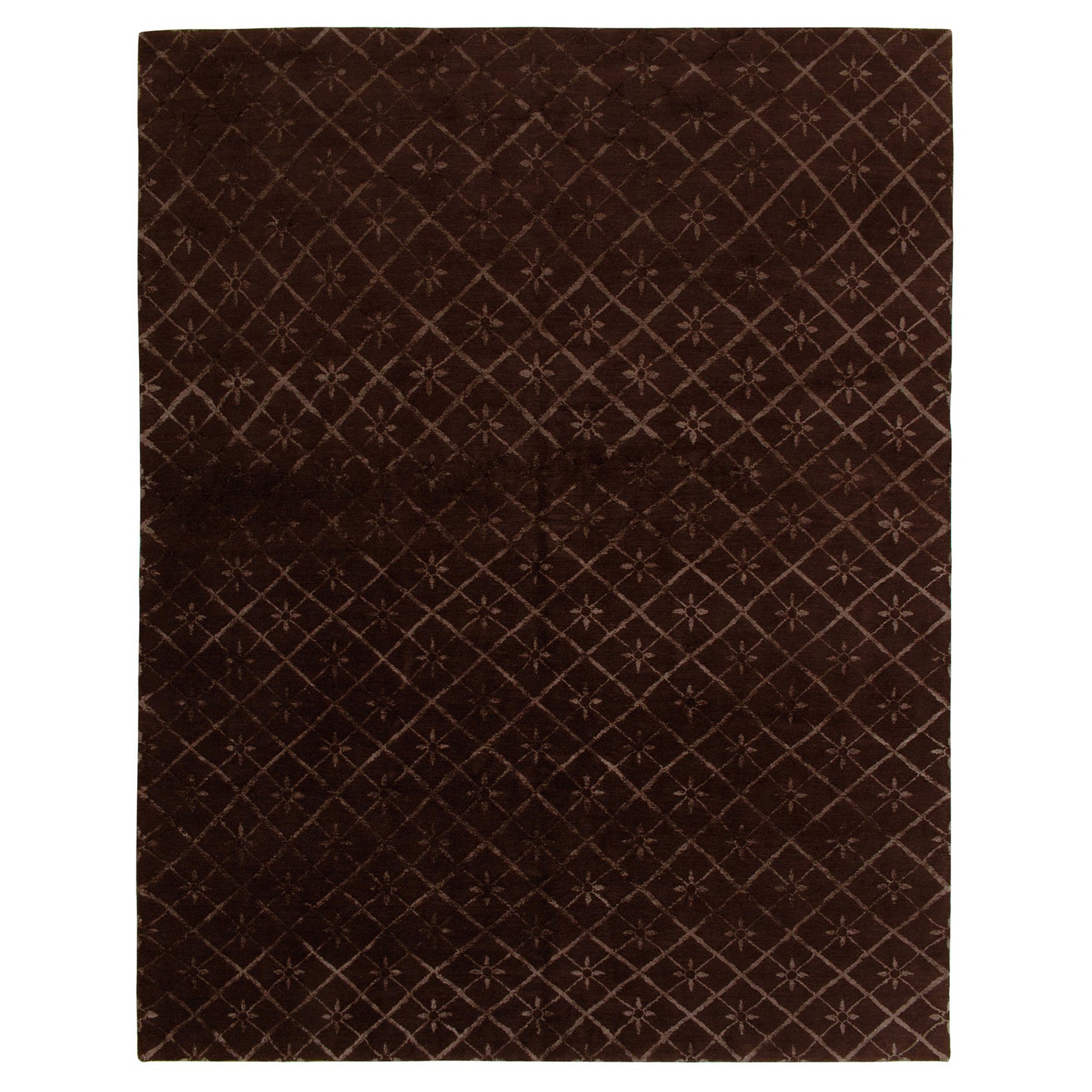 Rug & Kilim’s French Style Rug in Brown with Lattices, Geometric Patterns For Sale