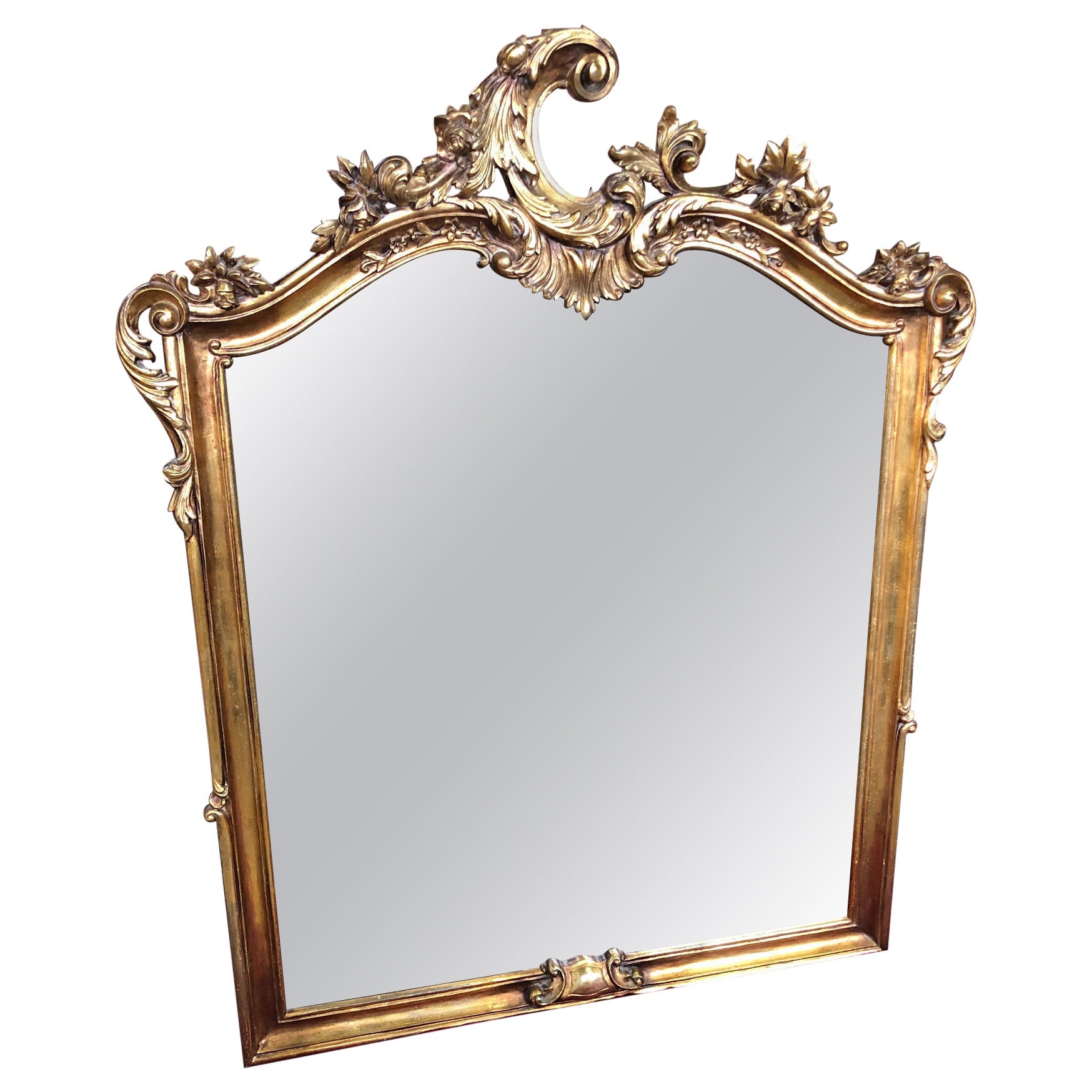 Elegant Large Gold Leaf Carved Mirror at 1stDibs