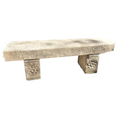 Hand Carved Stone Rustic Mudroom Garden Bench Seat Antique Indoor Outdoor LA CA