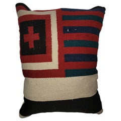 Antique Navajo Weaving Pillow with Cross