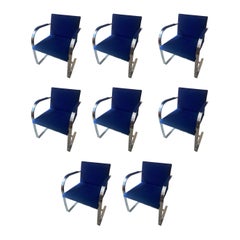 Set of 8 Mies Van Der Rohe for Knoll Flat Bar Brno Armchairs