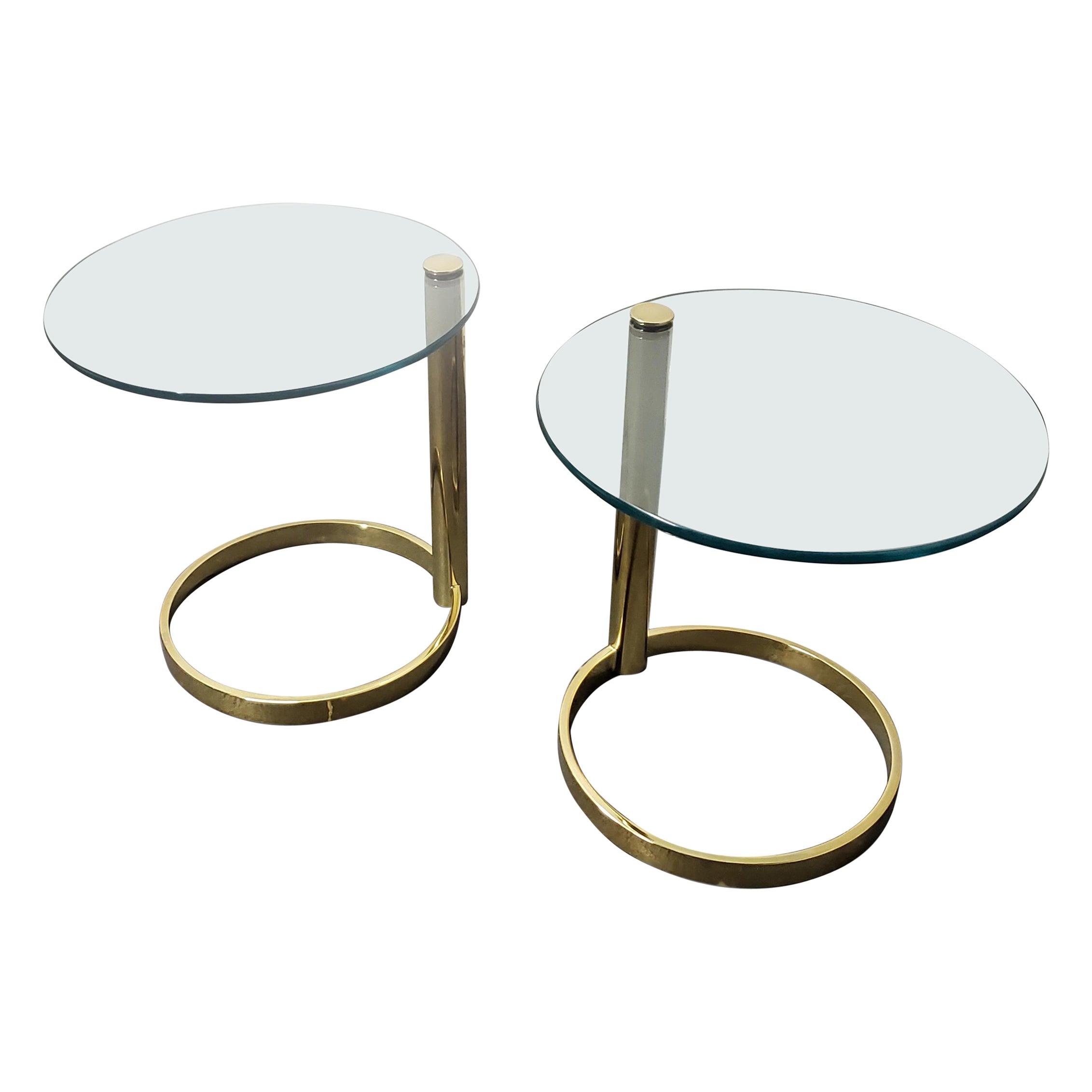 Pair of Leon Rosen for Pace Brass Side Tables 