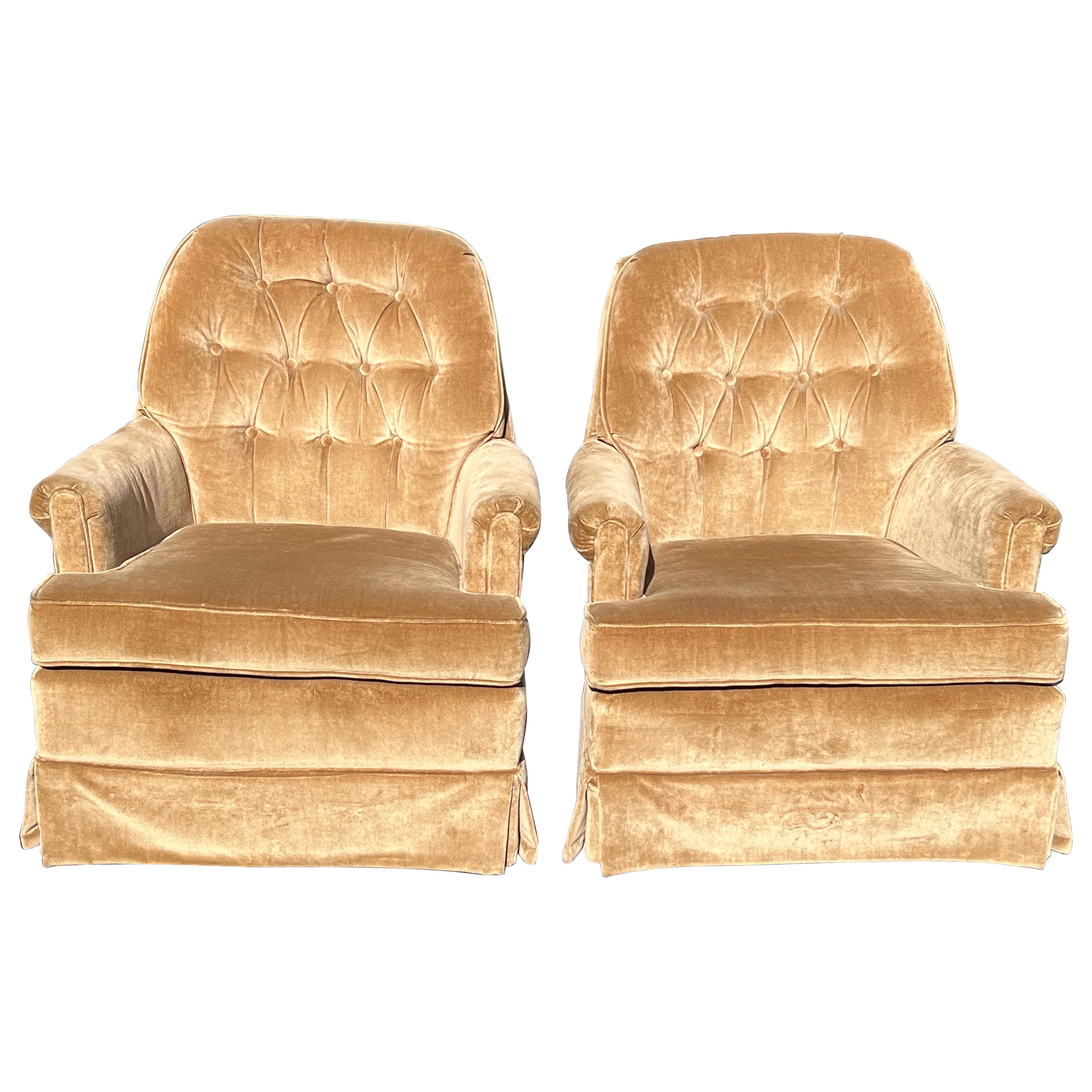 Pair of Velvet Swivel Chairs