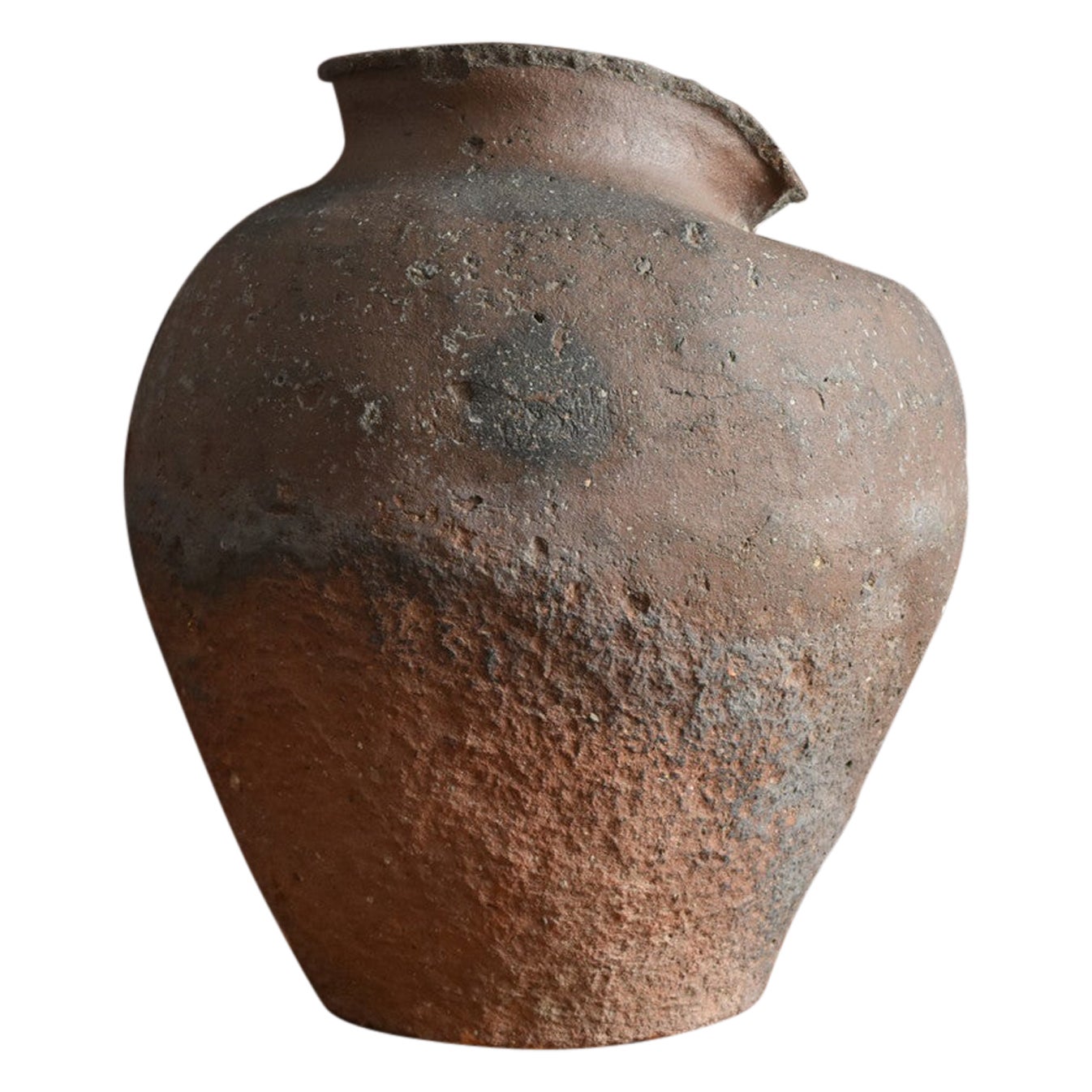 Japanese Antique Pottery Distorted Jar 1400-1500s / Wabi-Sabi Tokoname Vase For Sale