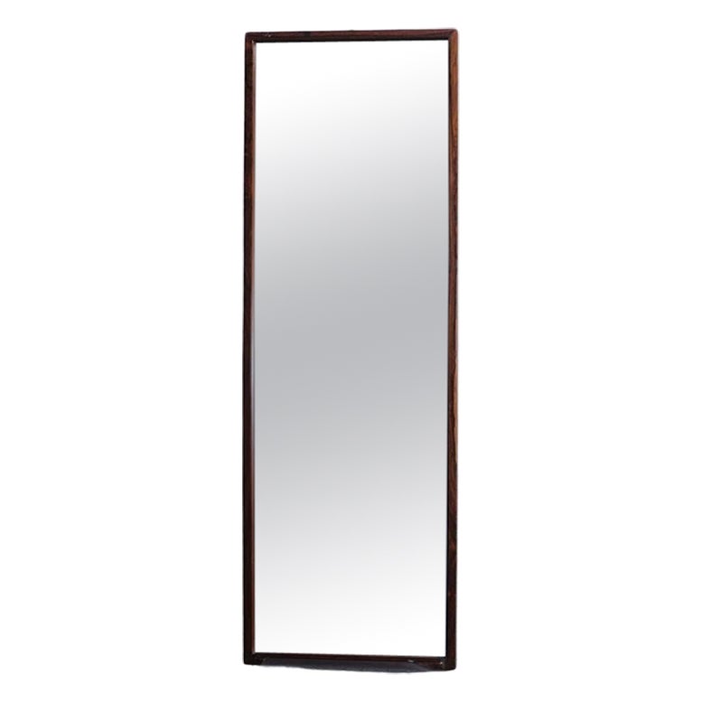 Uno & Östen Kristiansson Teak Mirror with a Carved Shelf by Luxus Vittsjö 1960s  For Sale