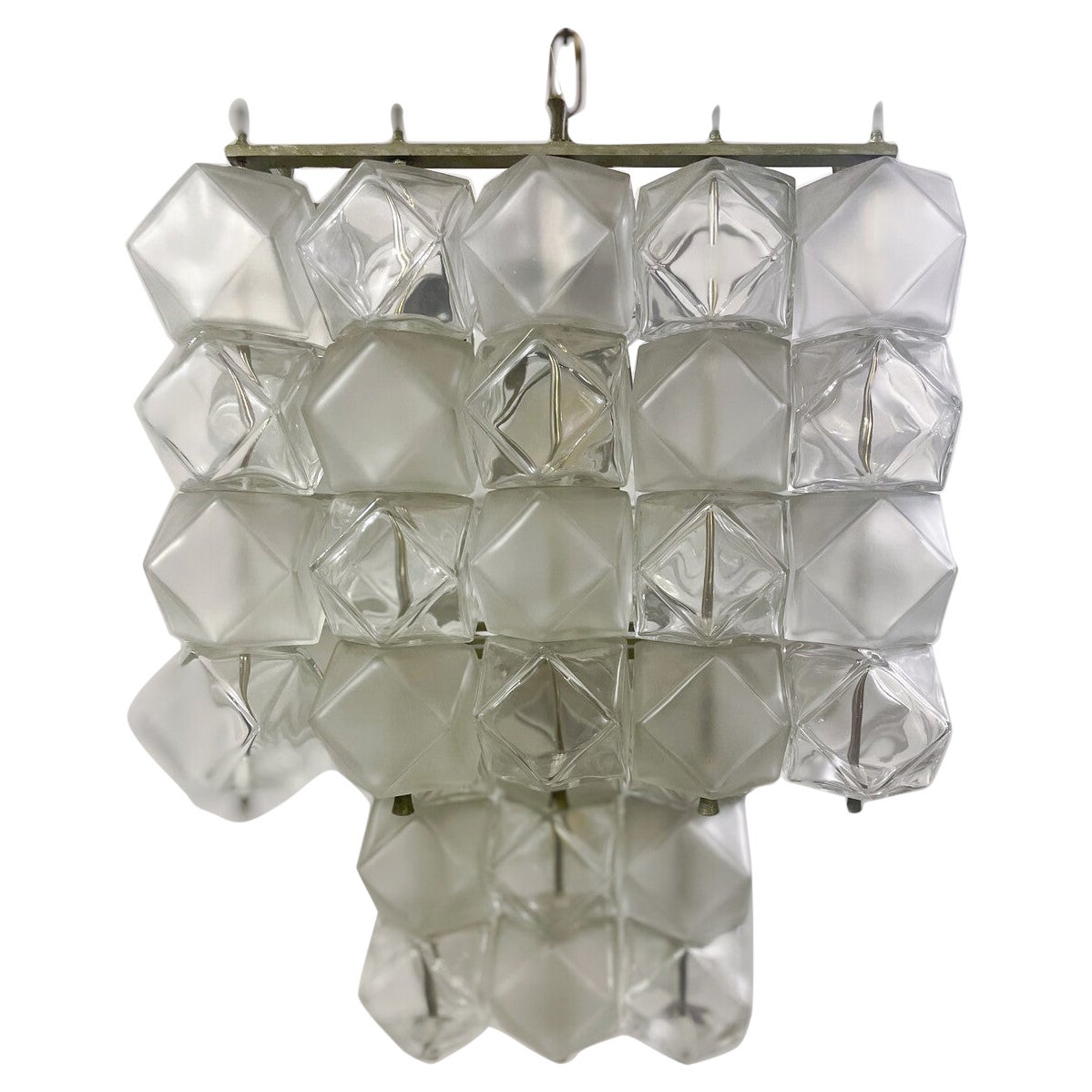 Mid-Century Modern Pair of Glass Chandeliers, Italy, 1960s For Sale