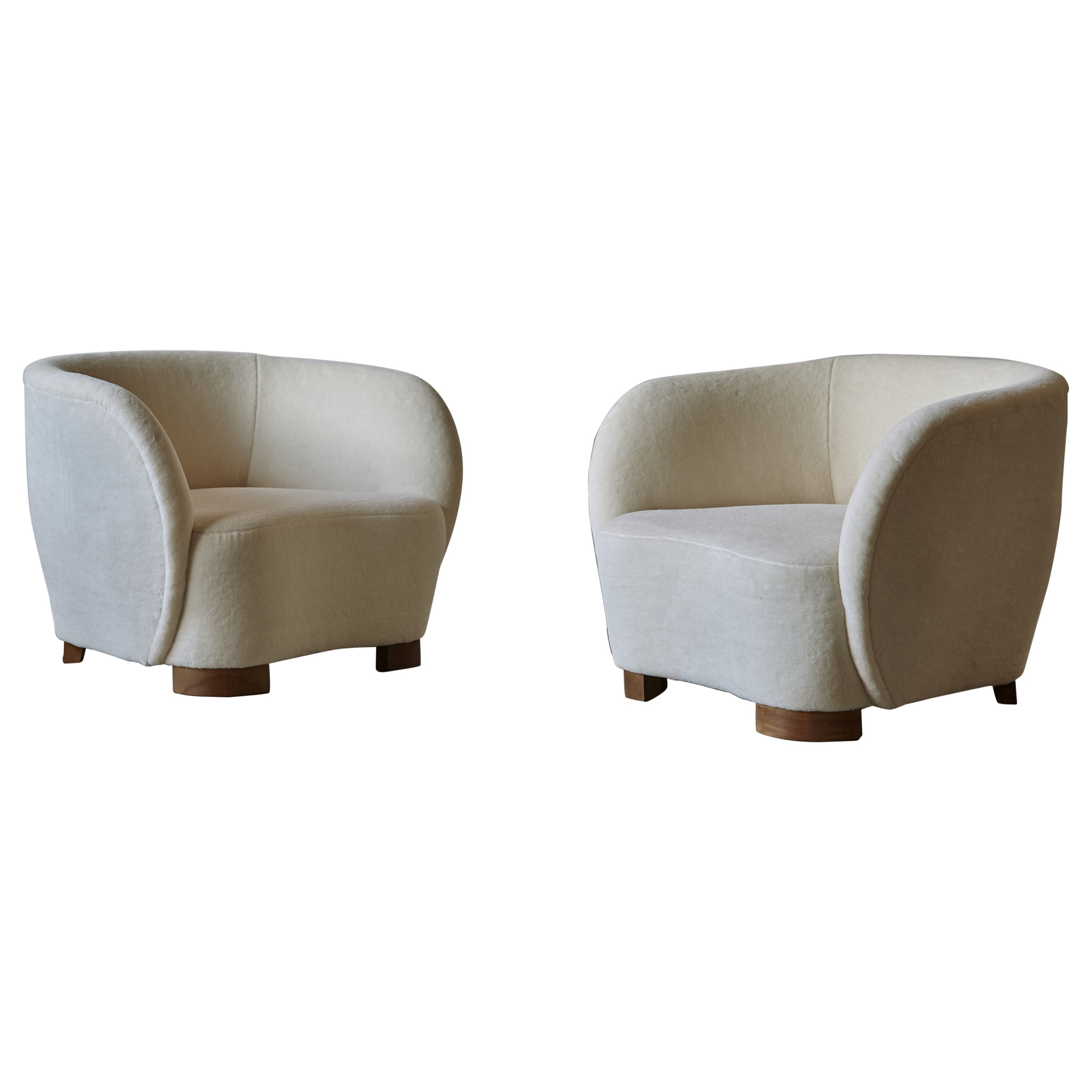 Armchairs in the Style of Flemming Lassen / Viggo Boesen, Pure Alpaca Fabric
