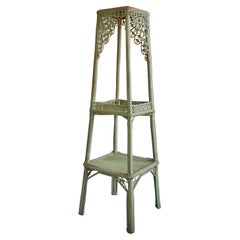 Vintage Tall Green Rope Plant Stand, France, 1920's