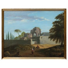 17th-18th Century View of the Temple of Minerva Painting Oil on Canvas