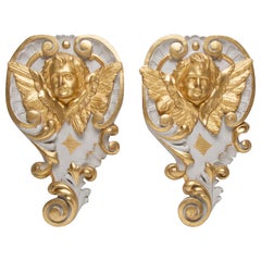 Carved and Gilded Wood Antique Angels
