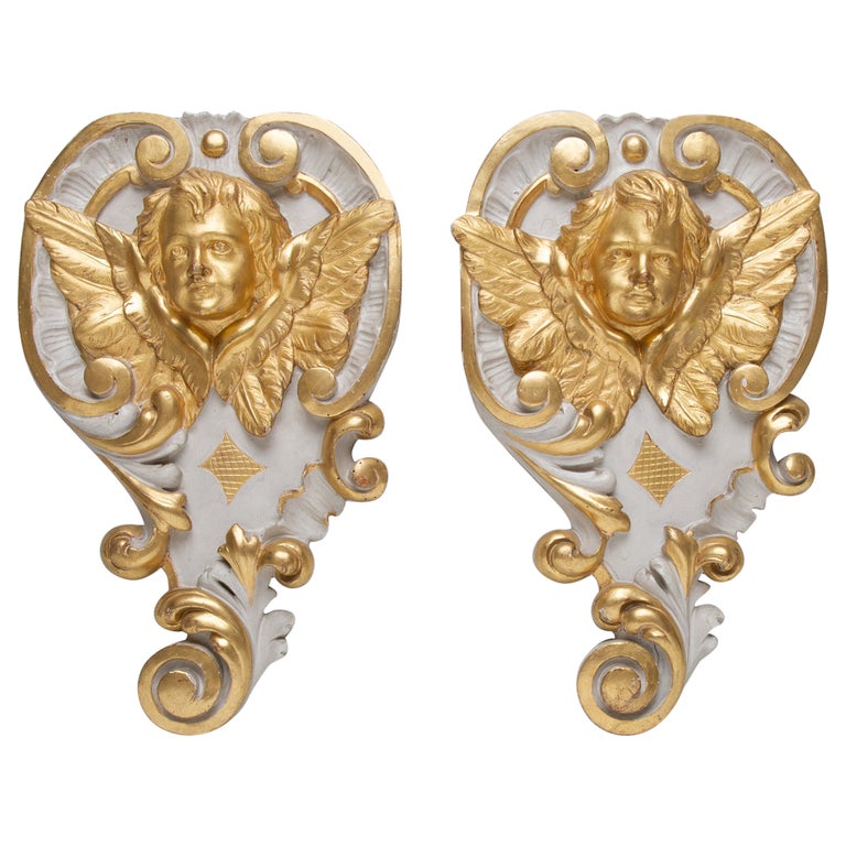 Carved and Gilded Wood Antique Angels For Sale at 1stDibs