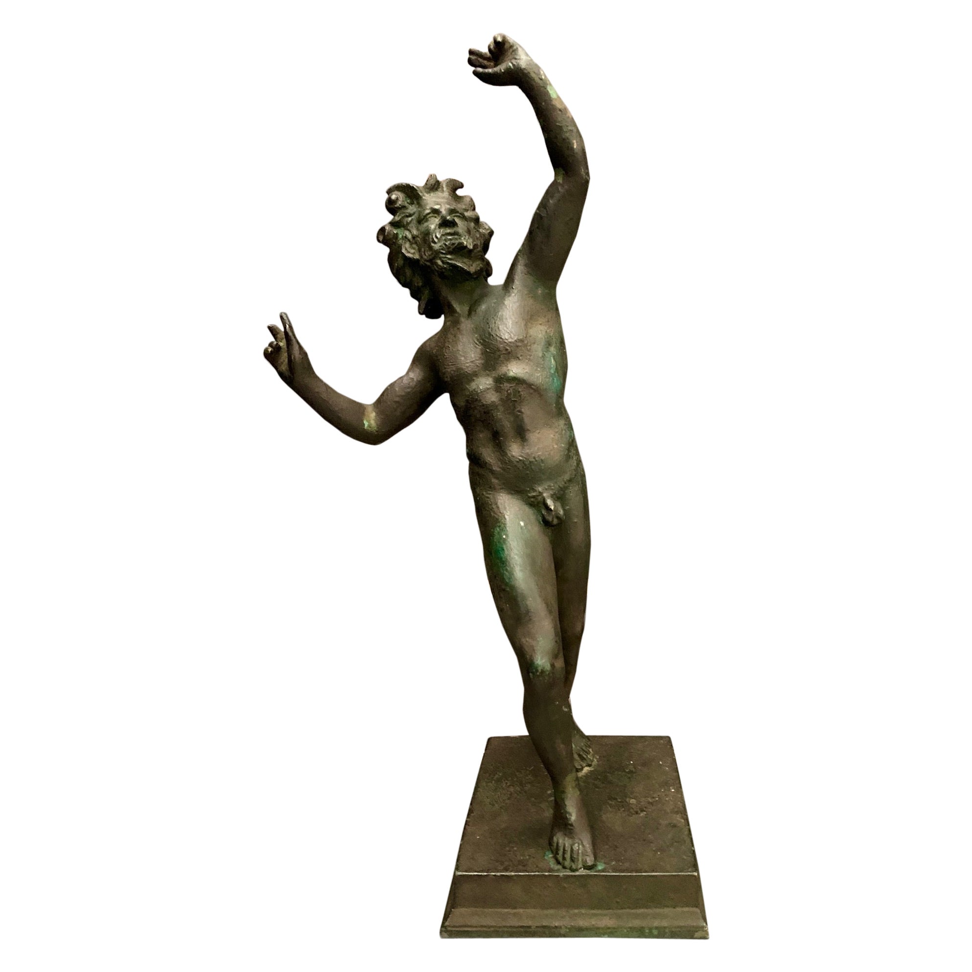 Italienische Grand Tour Bronzeabguss des Fauns von Pompeji