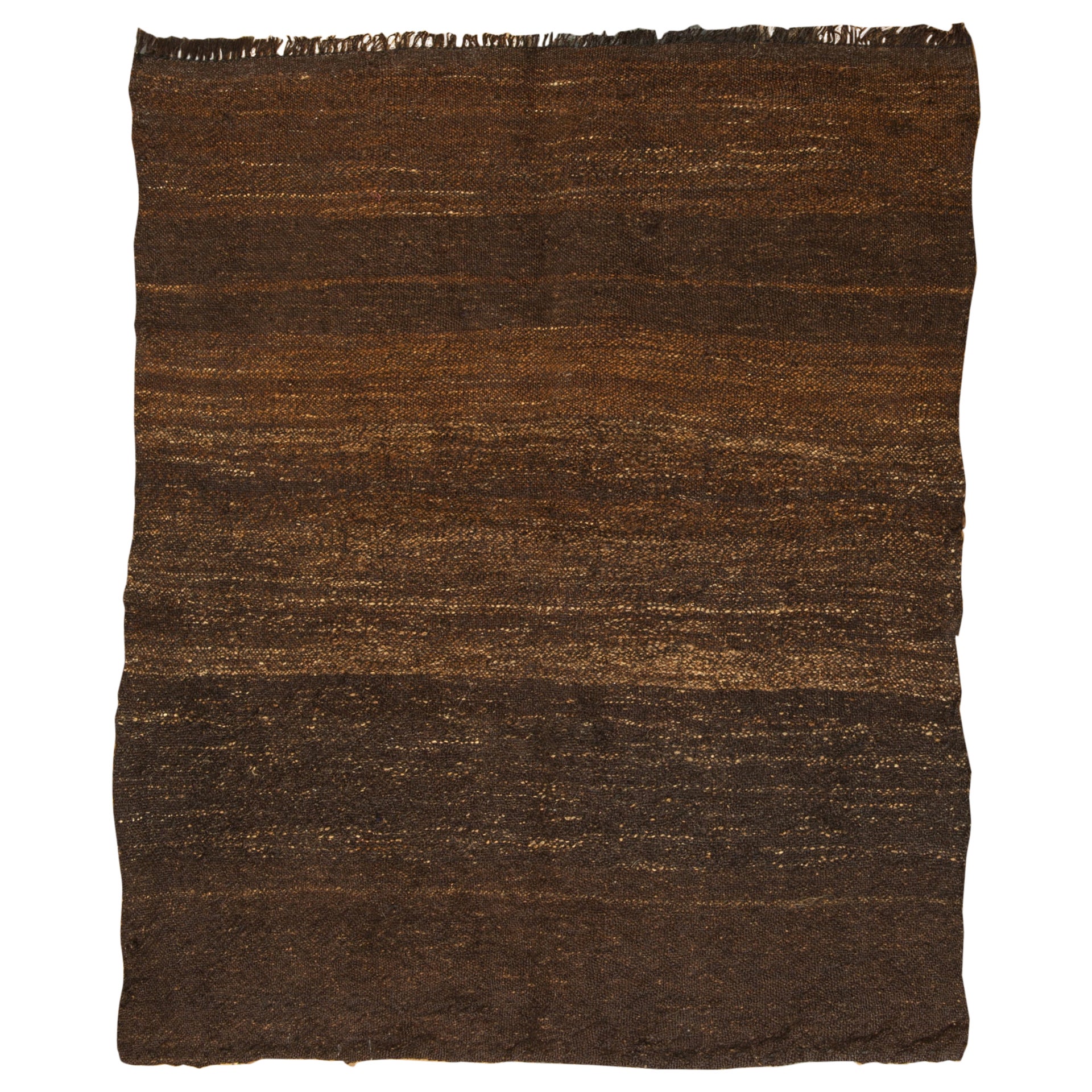 Old Black-Brown Primitive Carpet or Flatwave