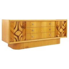 Canadian Brutalist Mid Century Oak and Rosewood Sideboard Credenza