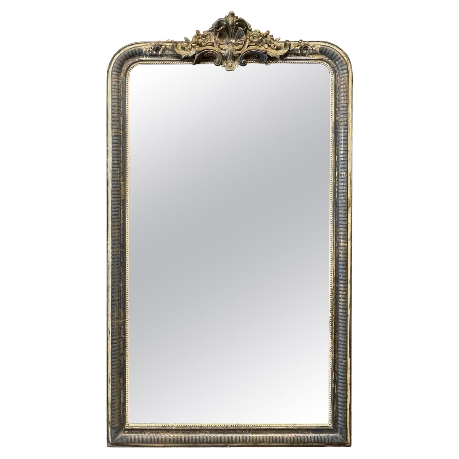 19th Century French Louis Philippe Mirror with Aged Grey Patina