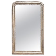 19th Century French Silver Leaf Louis Philippe Mirror with Floral Pattern