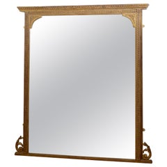 Antique Large English Giltwood Overmantel Mirror