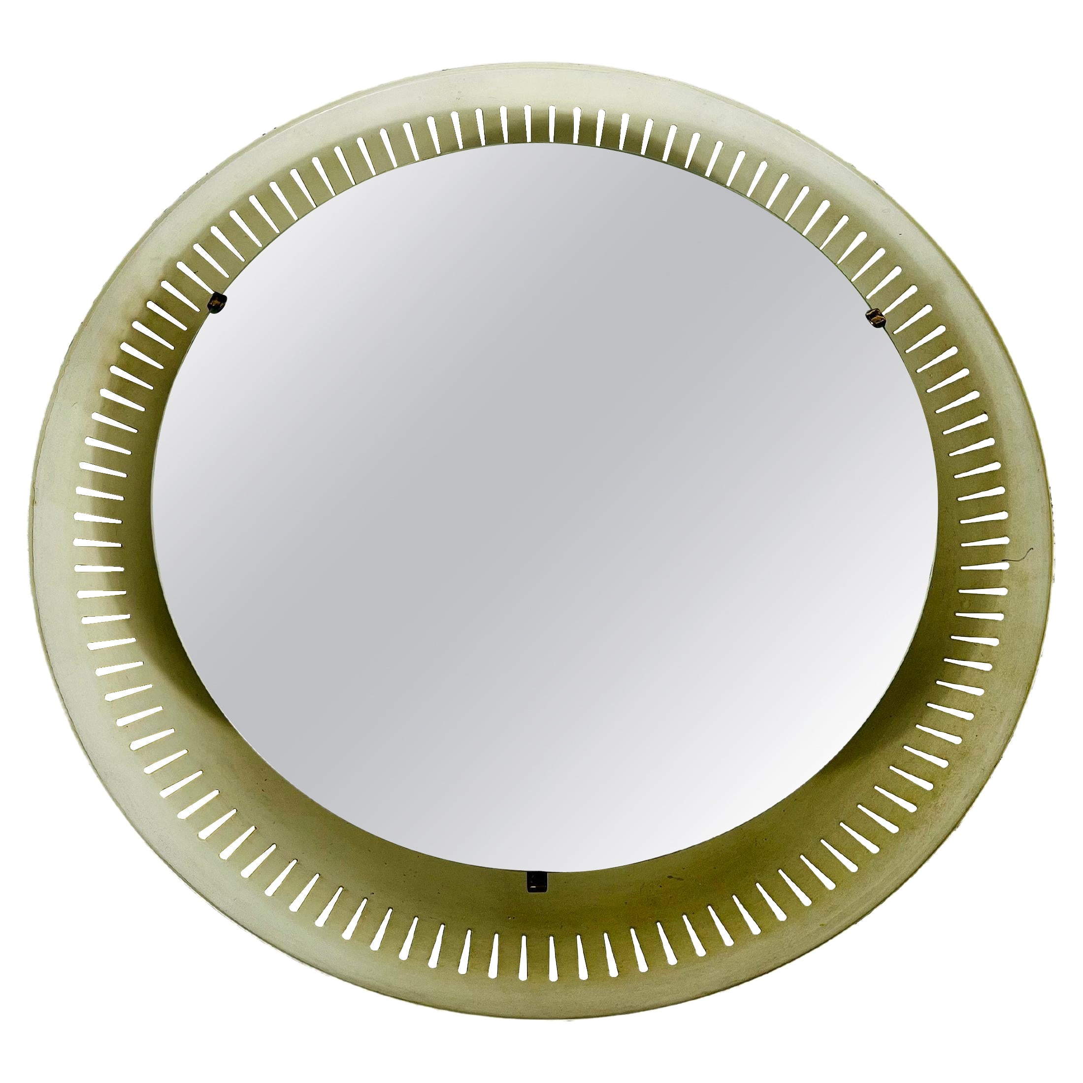 Rare Mid-Century Metal Illuminated Mirror by Hillebrand, Germany, 1950s For Sale