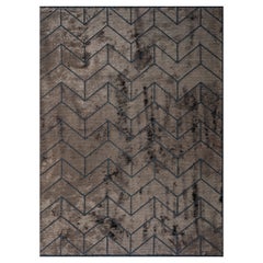 Modern Chevron Dark Brown and Charcoal Chenille Area Rug Ready to Ship