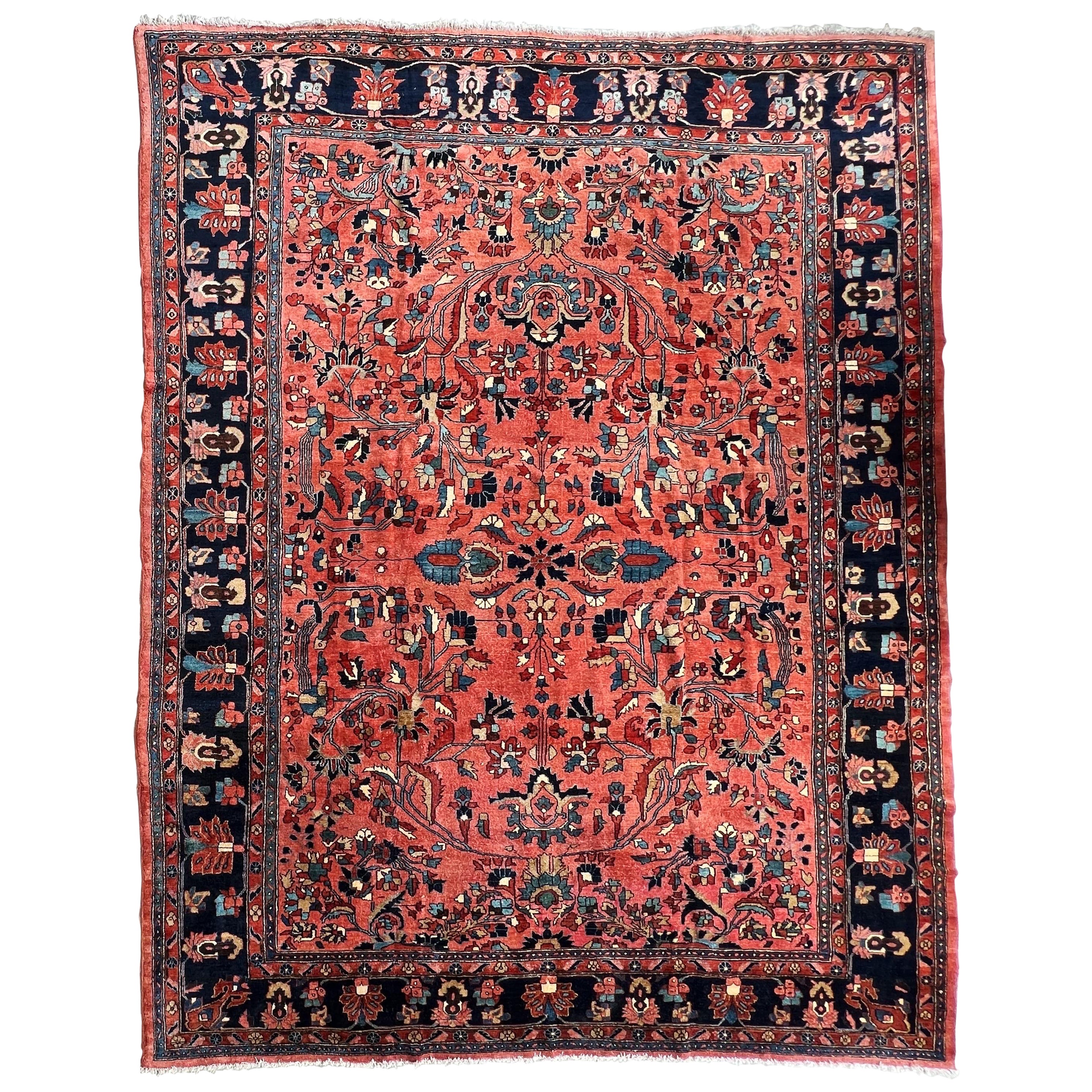 Antique Persian Lilian Rug, Pink Field, All-Over Pattern