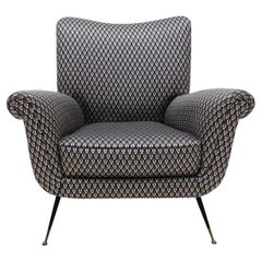Gigi Radice Mid-Century Armchair Upholstered in Serpentino Fabric
