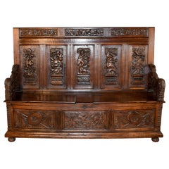 18th Century Black Forest Carved Bench