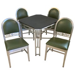 Vintage 1930's Aluminum and Slate Table & Chairs by GoodForm from the Silver Grille