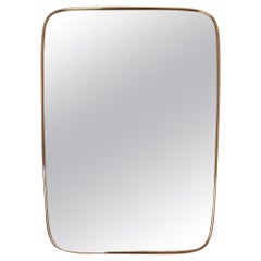 Italian Large Mid-Century Modern Vintage Wall Mirror with Brass Frame, 1970s