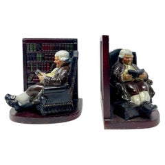 Pair Antique American Figural "Father Knickerbocker" Bookends, Circa 1890's