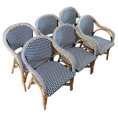 Set of 6 Pretty Rattan Chairs by RH