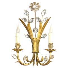 Certified Maison Bagues Sconce, Iron and Crystal 2 Lights #00175